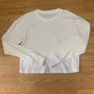 Wilfred Cream Ribbed Crewneck Long-Sleeve Top